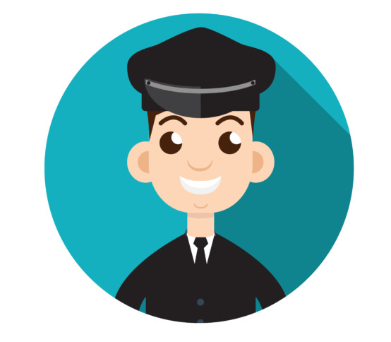 Limo driver. Limousine driver icon. Flat style. Vector illustrat Limo driver. Limousine driver icon. Flat style. Vector illustration